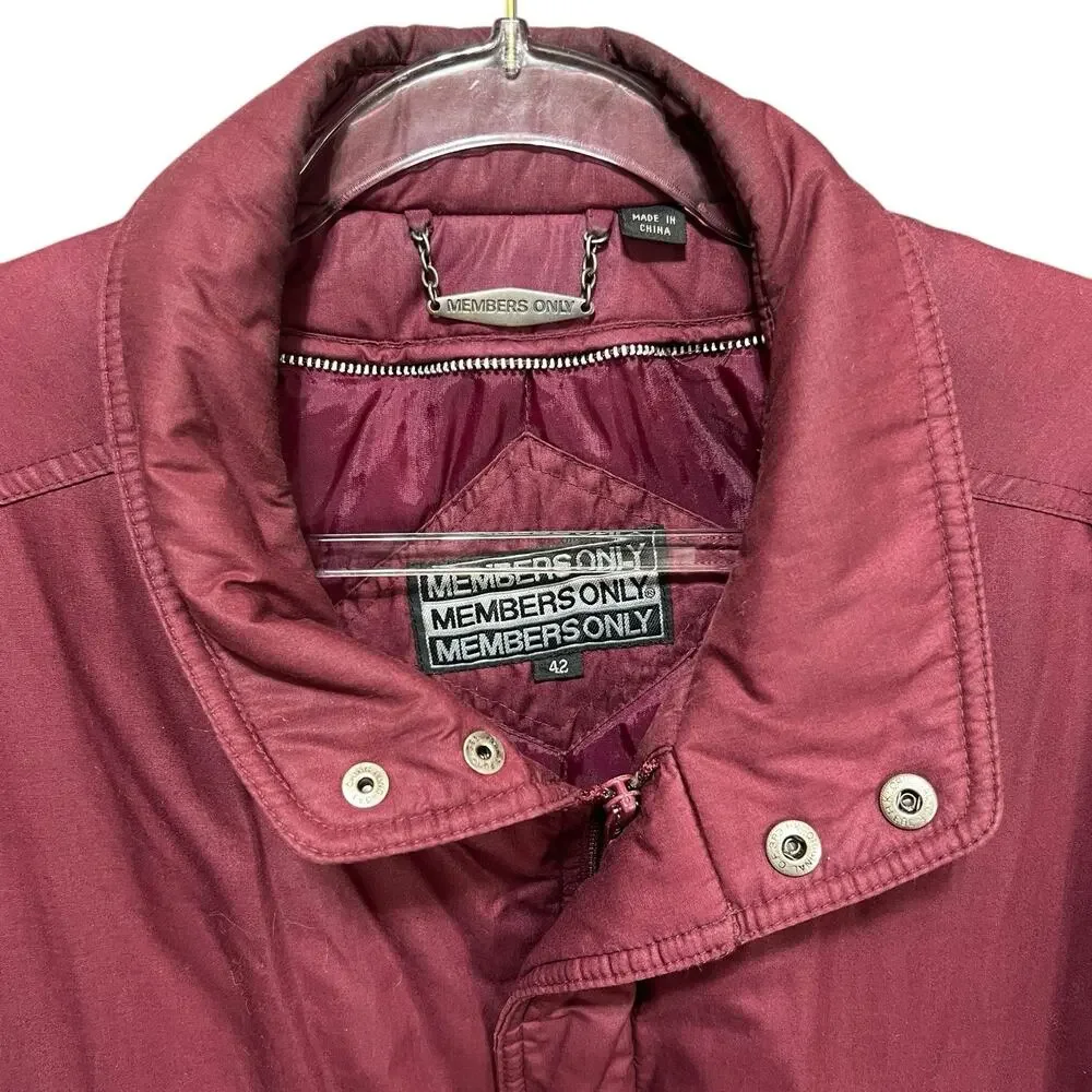 Members Only Jacket Mens Sz L Bomber Racer‎ Full Zip Pockets 80s Maroon Al Bundy